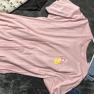 Pink T-Shirt with Mushroom Design